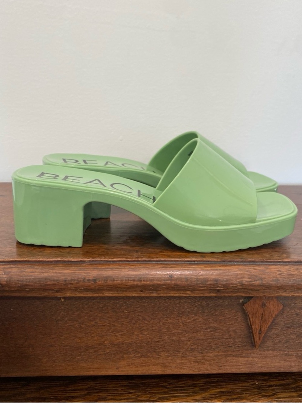 Pastel Green Chunky Block Heels